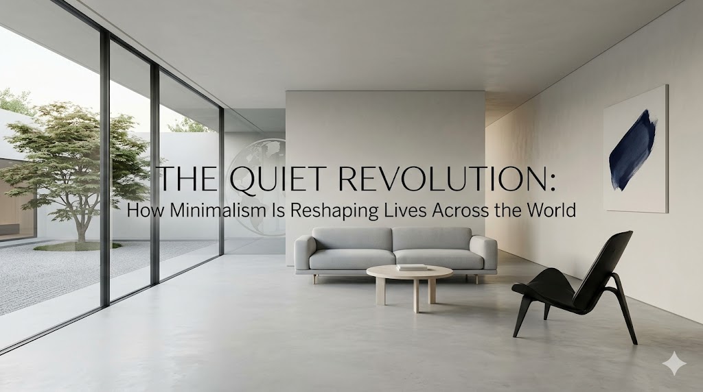 This featured image for "The Quiet Revolution: How Minimalism Is Reshaping Lives Across the World"